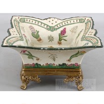 New York Downtown Park imports China-Western Baidtu Court Flowers and Birds Written copper packed ceramic decoration bowl