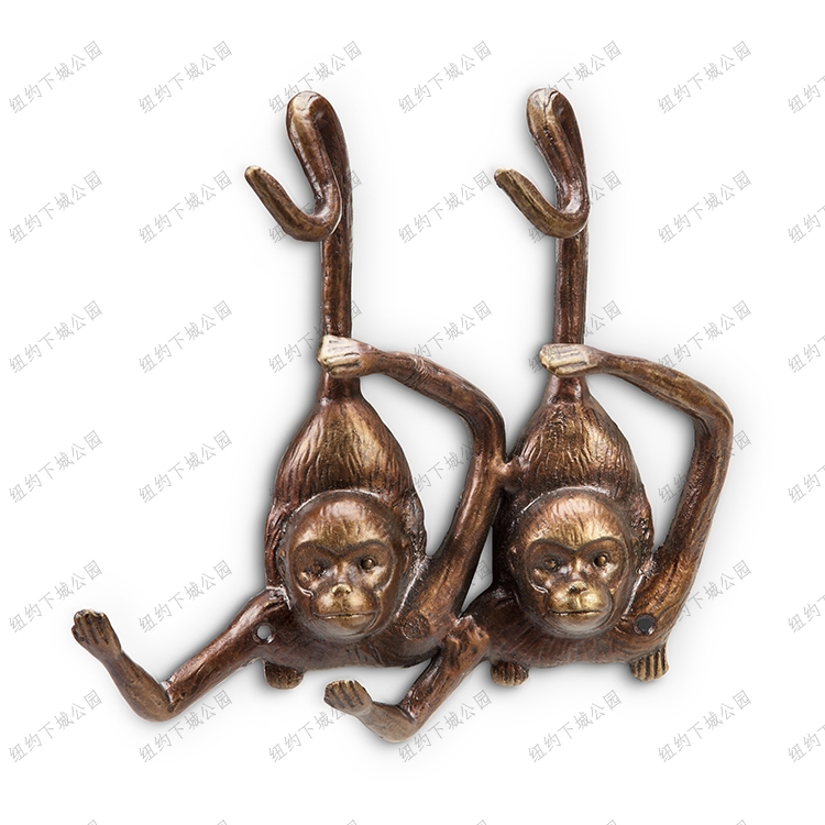 Spot New York Lower City Park Import of small monkey Kaifei Fly Cast Aluminum Machine Fun Hook Clothing Hook Wall Decoration 