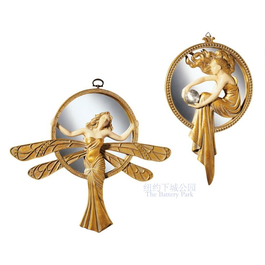 Spot New York Lower City Park imported pure Art Deco European style Gold dress fairy mirror wall decoration pendant