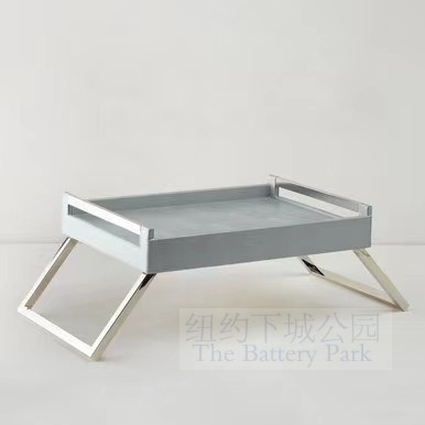 New York Downtown Park Imports Veronica Concise Line Metal Leather Practical Table Foldable