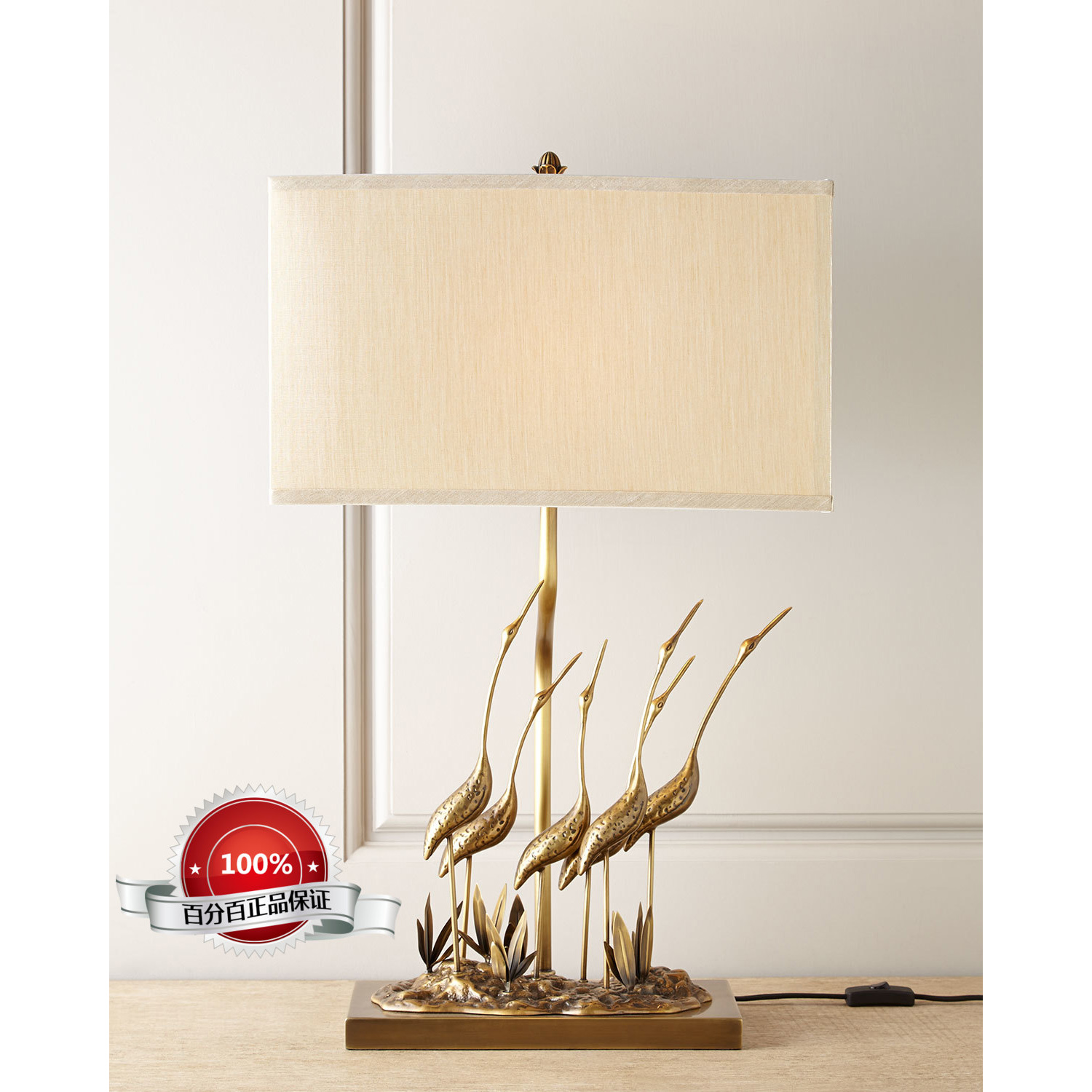 New Classroom New York Lower City Park Imports New Classical Xiangyun Wild Crane Bronze Sculpture table lamp Living room Bedroom High 74 