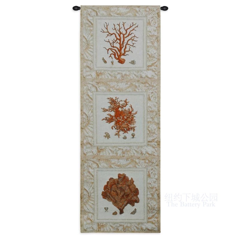 New York Lower City Park America Made Flame Island Red Coral Classical Hand-painted Style Cotton Thread Woven Tapestry 
