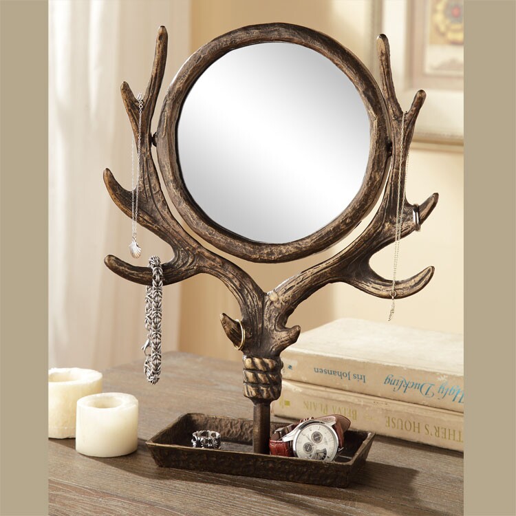 New York Lower City Park Imports Reindeer Long Corner Countryside Style Base Cosmetic Mirror 