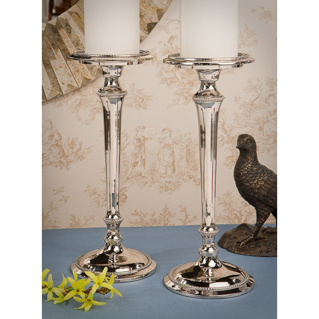 New York Lower City Park Import Crystal Ying Tick Through Neoclassical Style Bright Silver Candle Holder Candle Holder pair 