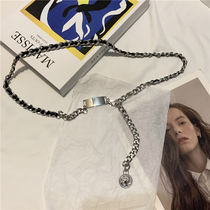 Korean version of ins metal woven chain waist chain womens dress sweater chain accessories belt decoration womens waist tide