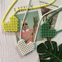 ins Han version of the new retro loving pearl Decorative Pouch Woman Fashion 100 Hitch Mini Skew Span Bag Single Shoulder Bag