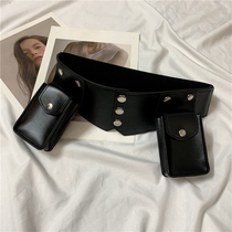 ins personality concave shape small waist bag Korean version of Joker waist belt small bag decoration punk style hanging bag belt female tide