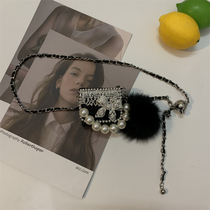 Small golden ball chain bag girl 2021 small fragrance mesh red water drilling butterfly tie weaving metal chain slug