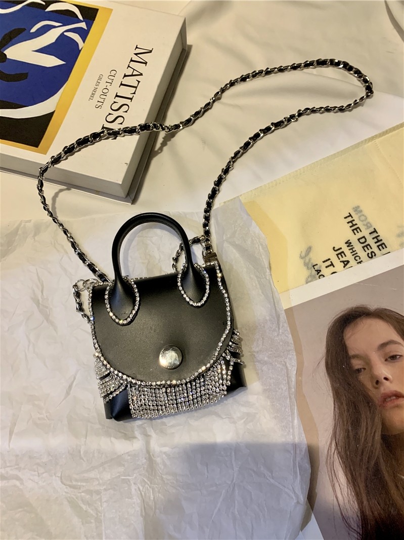 2021 new net red women's single shoulder oblique cross small bag fashion wild flash diamond ins mini small square packaging decoration tide