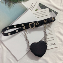 Korean Version New Mini Loving Belt Women Punk Wind Fashion Recessed Styling Small Purse Detachable Leather Strap Decoration Bag