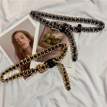 Metal thick chain PU woven waist chain female decoration Korean version of personalized dress suit belt Joker waist closure accessories