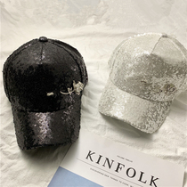 Hat female summer baseball cap Korean version of tide fashion sequin rose metal cap Joker casual sunshade hat