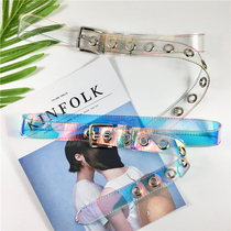 chic transparent belt plastic laser belt simple Joker Korean student dress belt female decorative waist seal