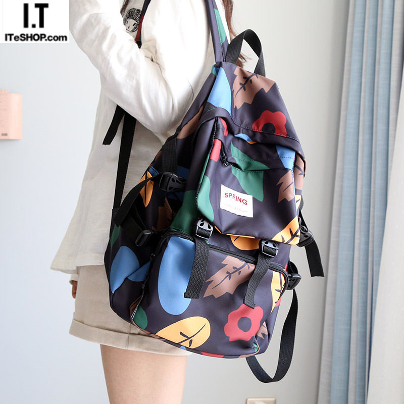 Hong Kong women's bag large-capacity high school student schoolbag Oxford cloth fashion backpack Korean version of the Harajuku travel backpack