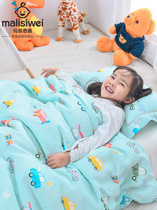  Mary Siwei blue baby quilt Kindergarten nap quilt Car class a fabric Cotton silk core