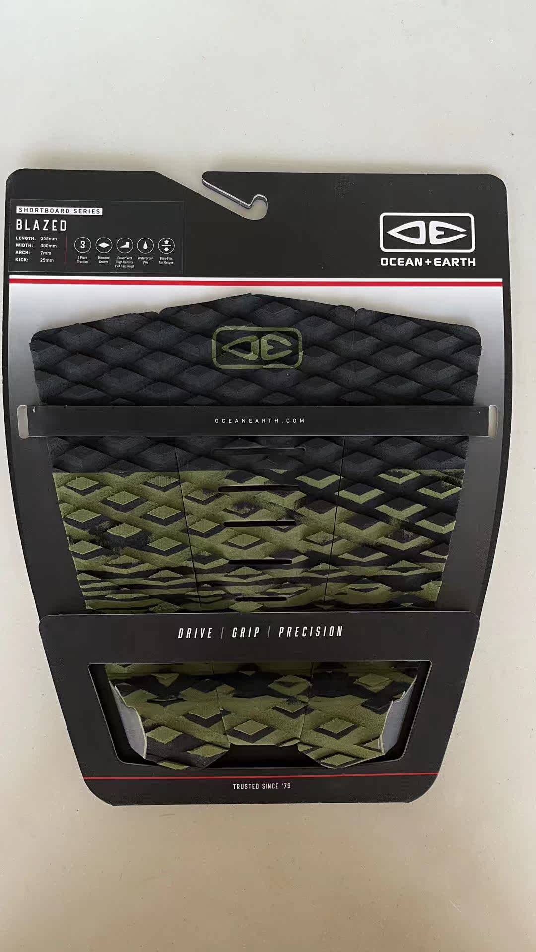 OCEAN EARTH AUSTRALIA Imported Foot Mat 3Piece Universal Surfing Slip Mat, Tail Pad
