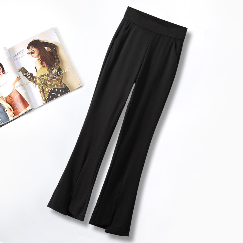 Black pants children Summer slim fit 2022 new high waist sashimi slim 90% pants casual display slim horn pants woman