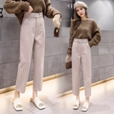 Шерстяные демисезонные штаны, карандаш, костюм, высокая талия, коллекция 2021, свободный прямой крой