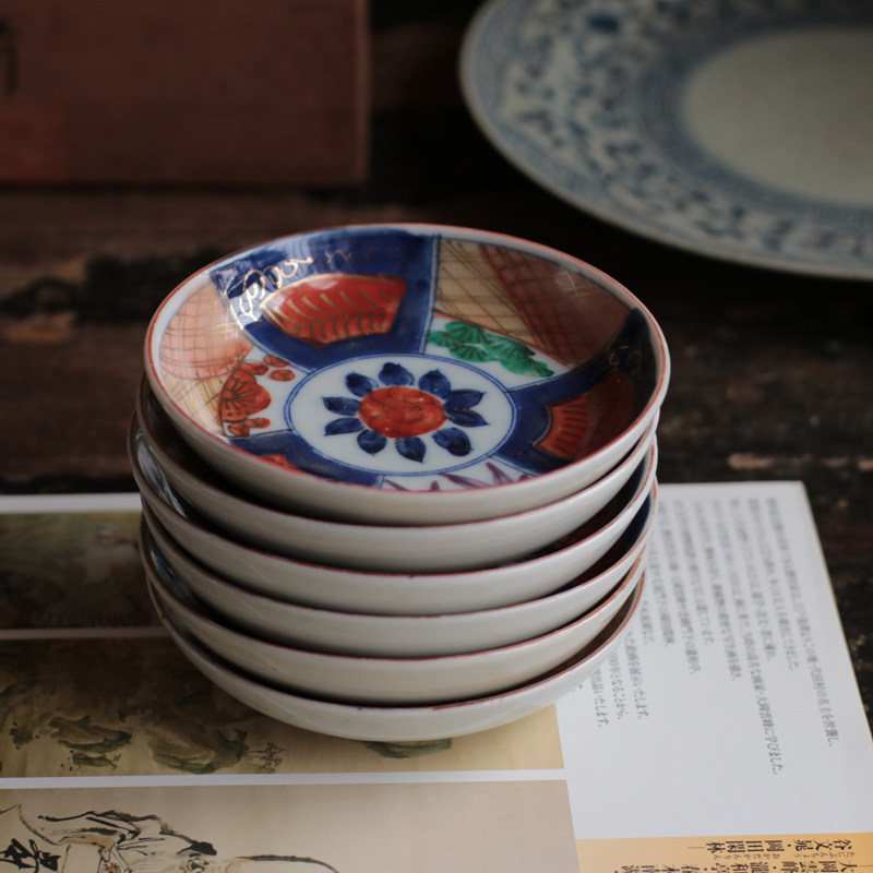 古伊万里青磁茶托　(NO3)　古伊万里茶托　茶道具　煎茶道具　古伊万里茶托 日本回流孤品老物旧器古伊万里烧青花描金彩绘花植茶托陶瓷壶承-淘宝