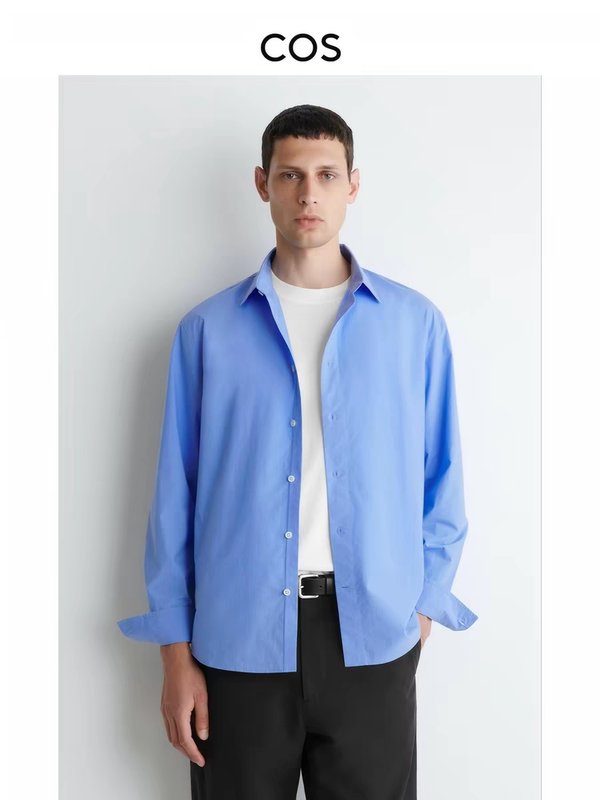 Cs Men's Clothing Casual Fit Cotton Poplin Shirt Blue 2026 Spring New Arrival 1289730018