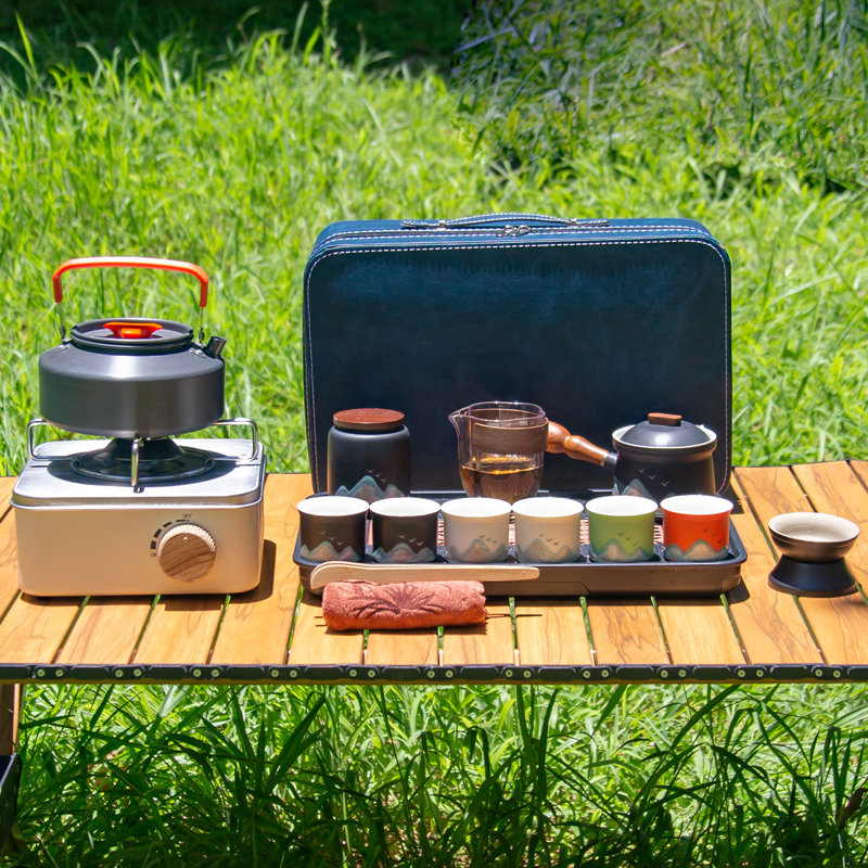 Portable Outdoor Travel Tea Set Cassette Stove Tea Brewing Stove Camping Picnic Tea Maker Tea Cup Equipment Portable Outdoor Travel Tea Set Cassette Stove Tea Brewing Stove Camping Picnic Tea Maker Tea Cup Equipment