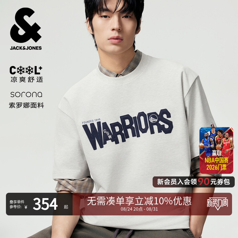 【Cool】Jack & Jones Nba Collaboration Golden State Warriors Summer Men's Short-Sleeve T-Shirt with Letter Screen Printing 226201199 【Cool】Jack & Jones Nba Collaboration Golden State Warriors Summer Men's Short-Sleeve T-Shirt with Letter Screen Printing 226201199
