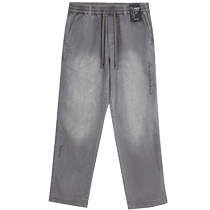Jack Jones Winter Trendy Mens Casual Pants Elastic and Versatile Drawstring Double Side Slip Pockets Loose Pants with Letter Embroidery