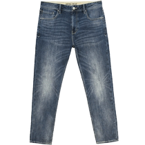 Jack Jones Autumn Mens Versatile Whisker Design Basic Elastic Tapered Jeans Trousers Mens Clothes