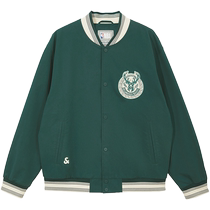 Jack Jones autumn new NBA co-branded Bucks trendy versatile baseball collar jacket long-sleeved jacket for men