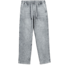 Jack Jones Mens Fashion Loose Simple Trendy Comfortable Letter Patch Decoration Gray Jeans Mens Clothing