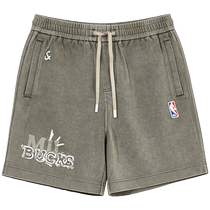 Jack Jones Summer New Trendy NBA Co-branded Bucks Embroidered Letters Loose Sports Casual Shorts Mens Wear