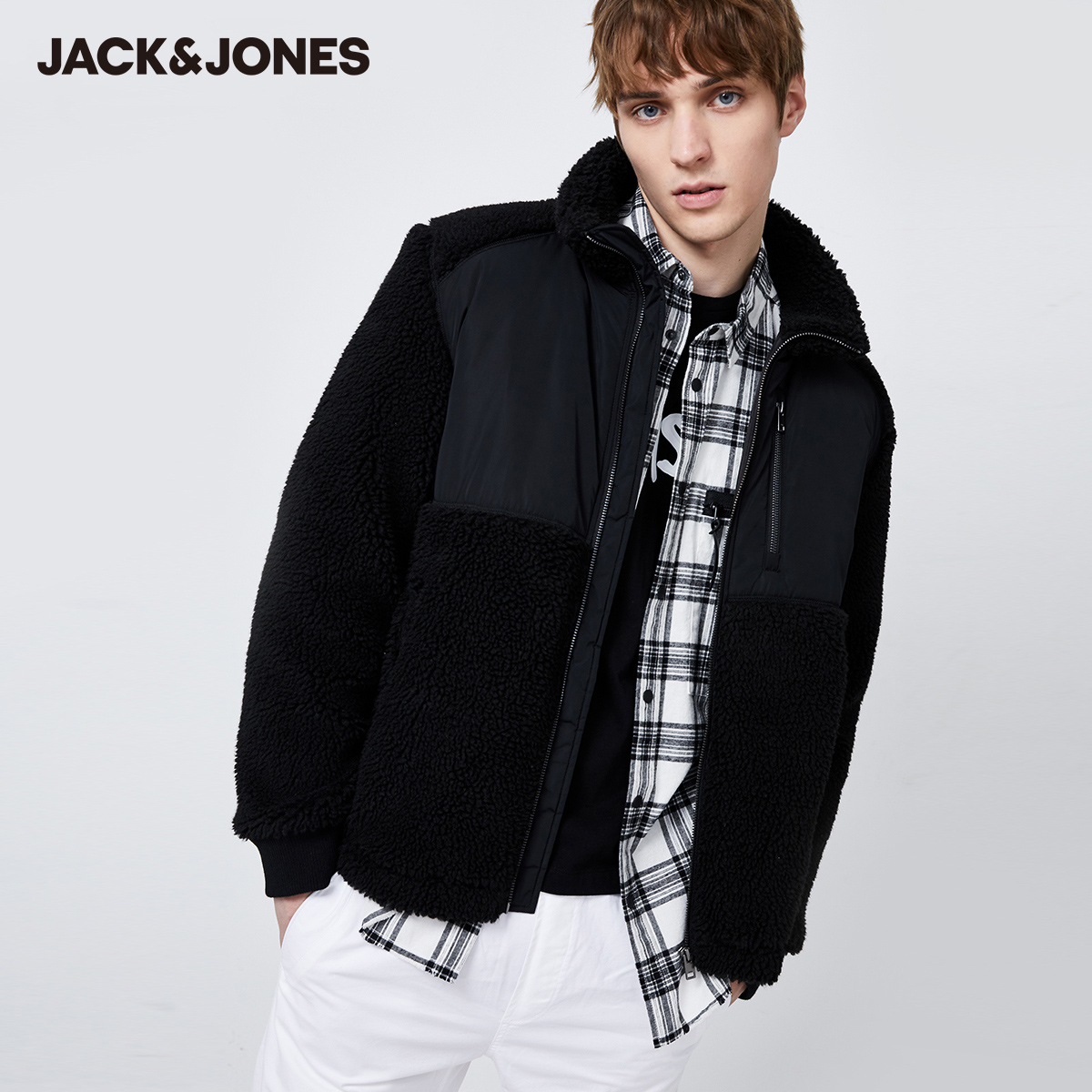 Jack Jones Jack Jones Winter nghi Personality Multi-Vật liệu khâu áo 219409504