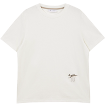 Jack Jones Autumn New Trendy Pure Cotton French Bulldog Flocking Embroidery Versatile and Comfortable Short Sleeve T-Shirt Mens Wear
