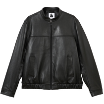 Jack Jones New Genuine Leather Jacket Mens Black Autumn Casual Trendy Motorcycle Jacket Top Mens Clothing