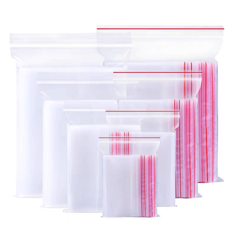 Sealed bag Small number transparent self-proclaimed bag thickened packing bag Sub-large plastic PE food closure bag split 8 silk
