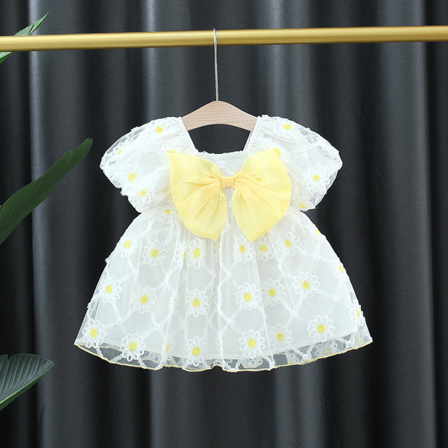 Children's clothing girls' dress summer children's bubble short-sleeved mesh princess skirt 0-1-3 years old baby girl summer dress