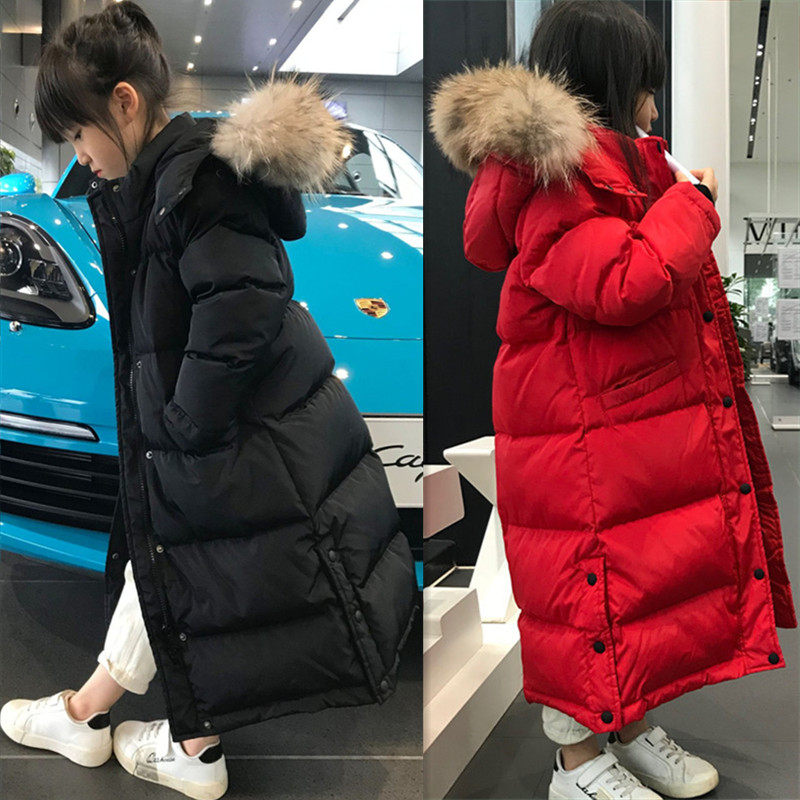 UK next dears girl down jacket long thick hair collar boy foreign child long coat