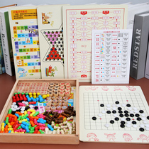 Multifunction Desktop Game Chess Checkers Flying Chess Five Chess Fighting Beast Army Chess Chess Children Adult Wooden Toys