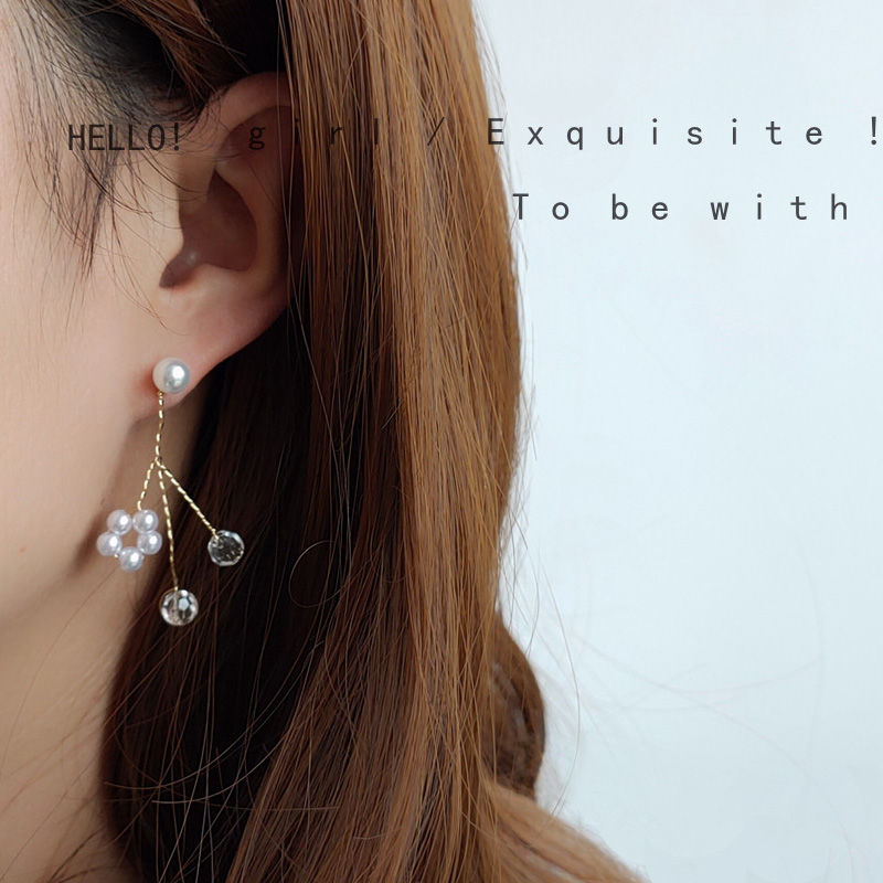 Handcraft knitting shiny crystal butterfly earring net red temperament simple earnails personality tree branch fashion and ear decoration