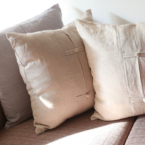 French yarn natural linen Chinese Chinese Style Hug Pillow Red Wood Sofa Cushion Disc Button holding pillow cover without core