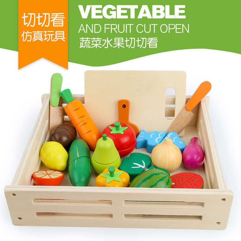Export fruits and vegetables cut to see Chechere wooden magnetic baby children over home kitchen 1-3-5 years old toys