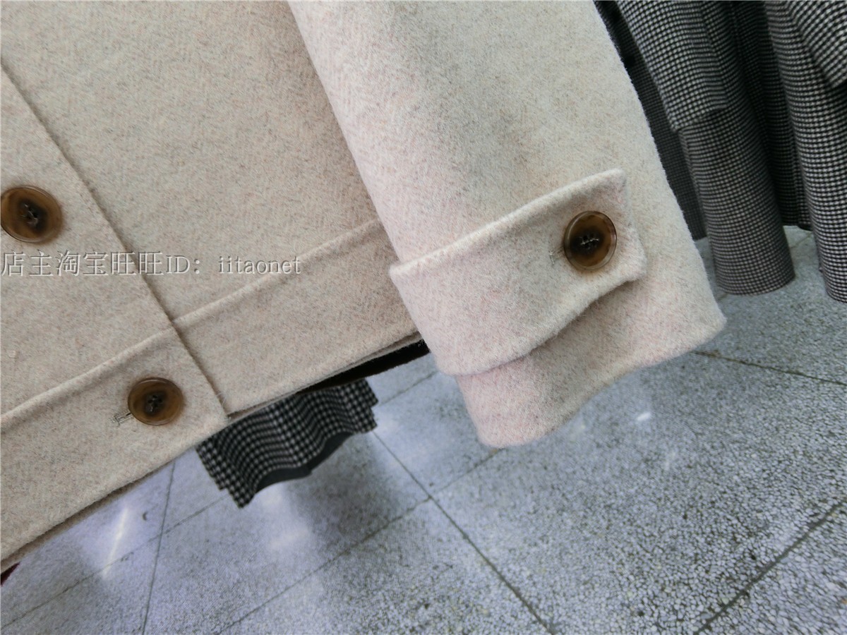 Mới của Hàn Quốc tay khâu đôi phải đối mặt với cashmere áo len lông cừu mô hình xương cá ngắn hàng duy nhất khóa vai nữ áo dạ nữ đẹp 2021
