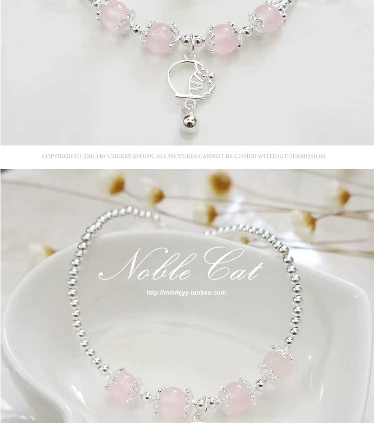 Bạc nguyên chất 925 sterling bạc hạt pha lê chalcedony Doraemon chuột mèo quà tặng phiên bản Hàn Quốc của vòng tay nữ dễ thương vòng chân - Vòng chân các mẫu lắc chân bạc nữ đẹp