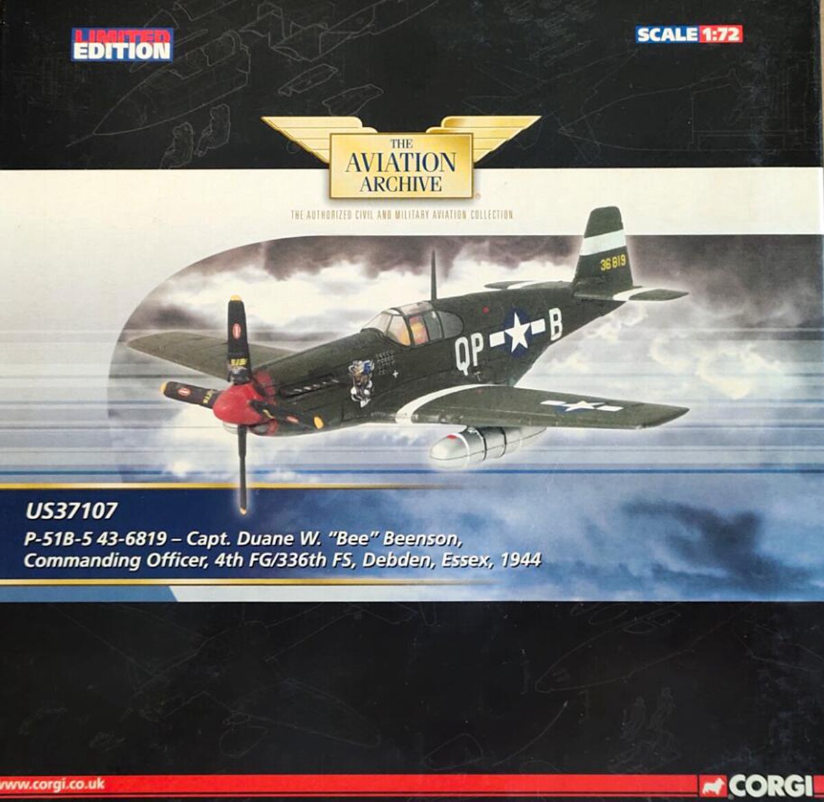 Corgi Paparazzi 1 72 WWII US Military P51-B Wild Horse Fighter Jet Alloy Finished Product of the Jedi Collection
