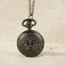 13韩版复古仿古小号皇冠怀表黑色女生女孩 男生翻盖怀表 6063