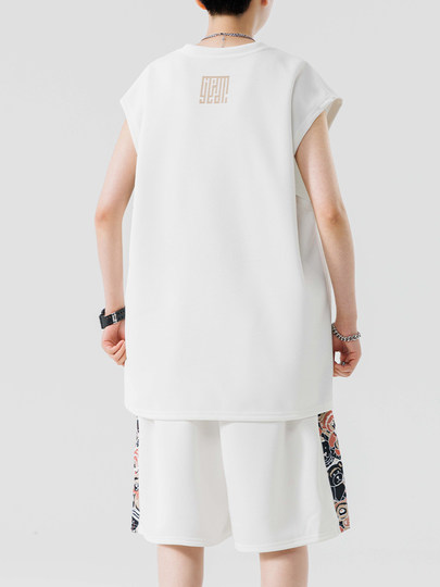 Nationaler Trend Eisseide ärmelloses T-Shirt Herren Sommer dünne schnell trocknende Weste Shorts Anzug lässig Basketball Laufsportbekleidung