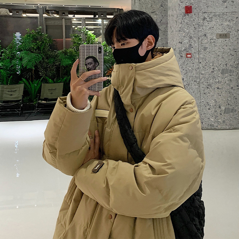 White duck suede down jacket for men's autumn and winter 2023 new thickened warm down clothes loose with cap boys coat-Taobao