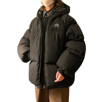 2022 new mens autumn and winter warm hooded cotton coat loose casual simple simple printed versatile jacket