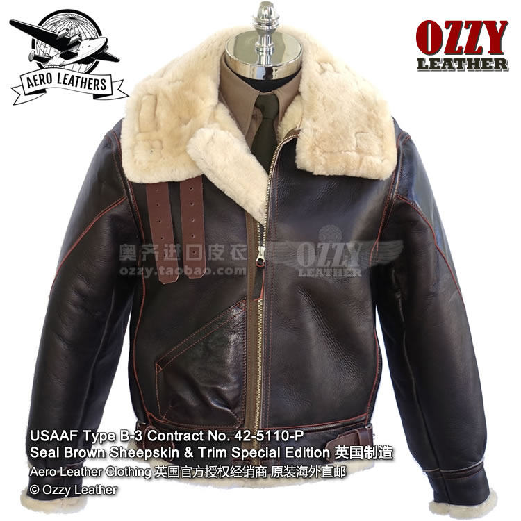 Overseas direct mail package tax AERO LEATHER B-3 5110P Dark brown fur one-piece jacket Made in the UK