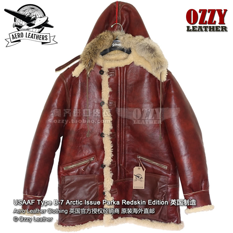 Overseas direct mail package tax AERO LEATHER B-7 Arctic red fur one-piece fur coat made in the UK